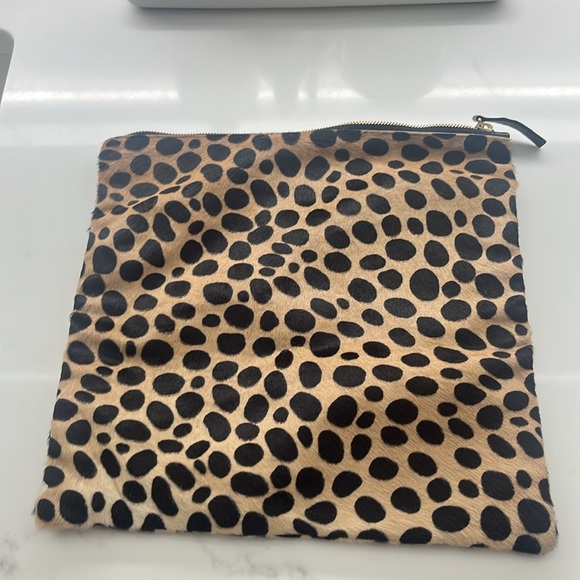 CLARE V. Leopard Ponyhair Clutch/ Pouch - Picture 4 of 5